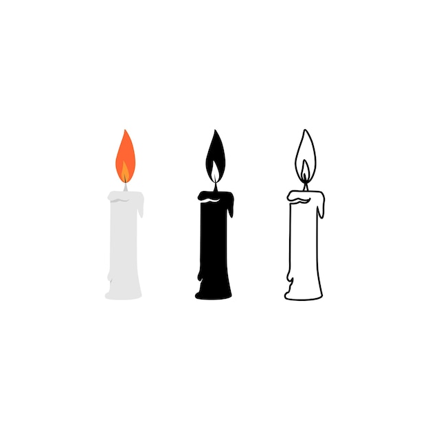 conjunto de vectores de diseño de velas sobre fondo blanco