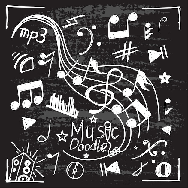 Vector conjunto de vectores de doodle de música