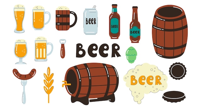 Conjunto de vectores de elementos de cerveza