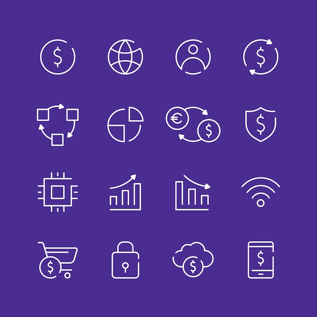 Conjunto de vectores de elementos de diseño de criptomonedas