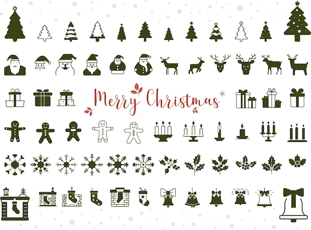 Conjunto de vectores de elementos de diseño navideño Conjunto de iconos navideños decorativos navideños de vacaciones de año nuevo