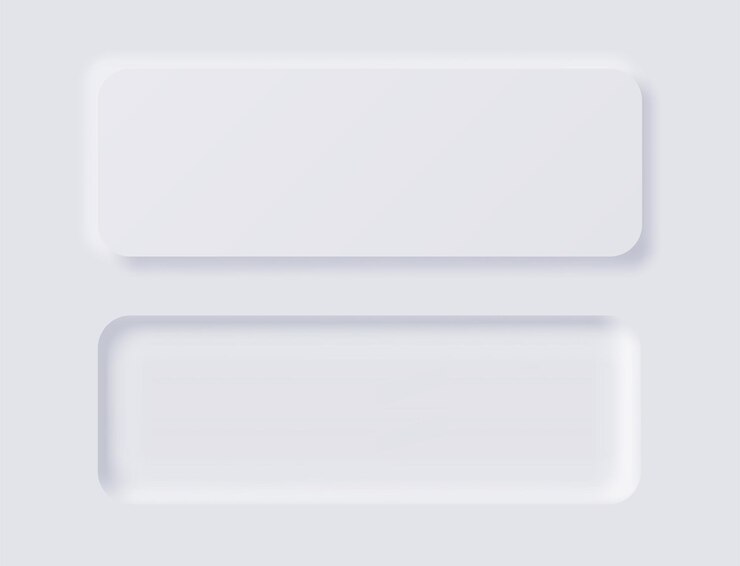 Vector conjunto de vectores de elementos de diseño de neumorfismo de botón blanco.