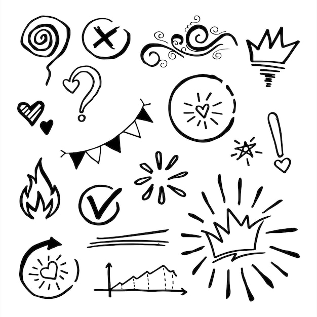 Conjunto de vectores de elementos Doodle para el diseño conceptual