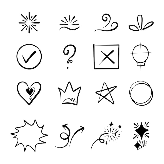 Conjunto de vectores de elementos Doodle para el diseño conceptual