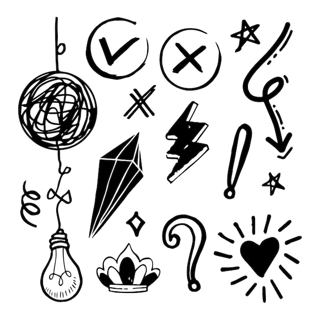 Conjunto de vectores de elementos Doodle para el diseño conceptual