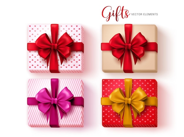 Conjunto de vectores de elementos de regalo elemento de regalos para navidad, san valentín, cumpleaños y aniversario.