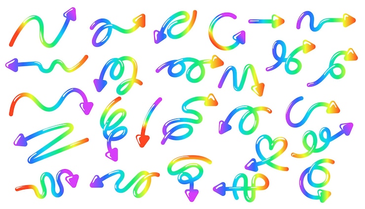 Vector conjunto de vectores de elementos de signos de color de flecha