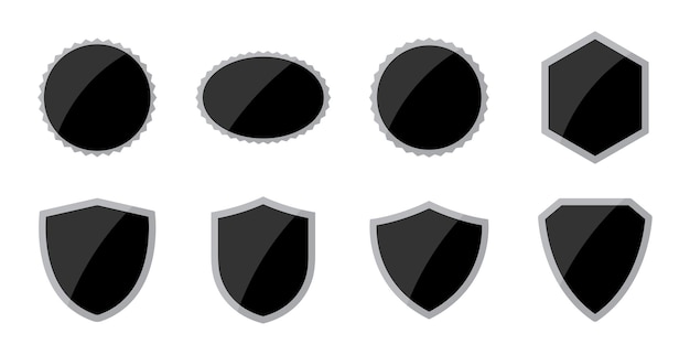 Conjunto de vectores de escudo con efecto brillante y brillante en color negro Conjun to de iconos de escudo Protege el vector de escudo