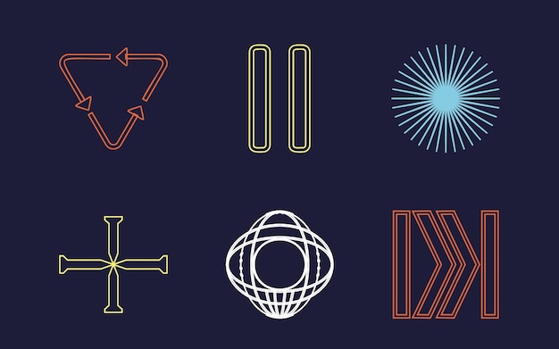 Conjunto de vectores de estilo Y2K de objetos Activos gráficos extraordinarios para camisetas modernas diseñadas