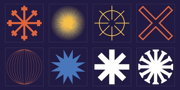 Conjunto de vectores de estilo Y2K de objetos Activos gráficos extraordinarios Formas abstractas modernas