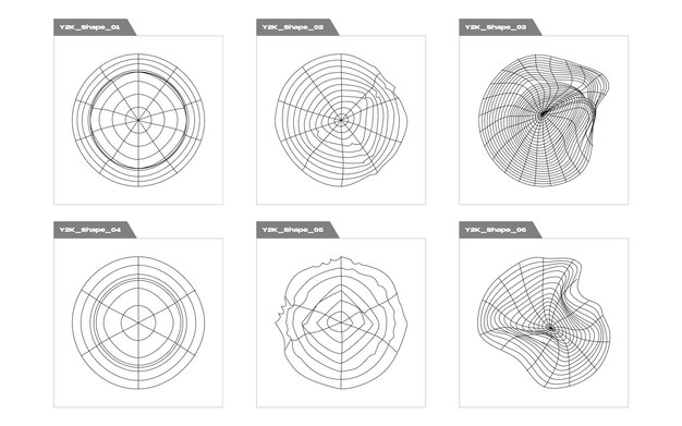 Vector conjunto de vectores de estilo y2k de objetos adornos gráficos retro futuristas plantillas para carteles de notas