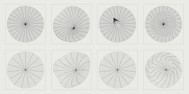 Conjunto de vectores de estilo Y2K de objetos Conjunto futurista retro psicodélico Rave Elementos para decoración gráfica