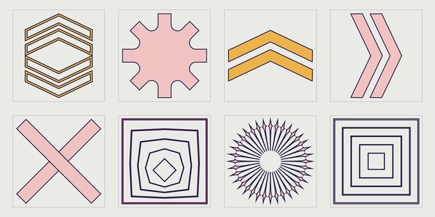 Conjunto de vectores de estilo Y2K de objetos Conjunto futurista retro psicodélico Rave Formas abstractas modernas