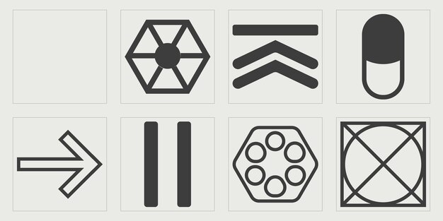 Conjunto de vectores de estilo Y2K de objetos Conjunto futurista retro psicodélico Rave Iconos minimalistas planos