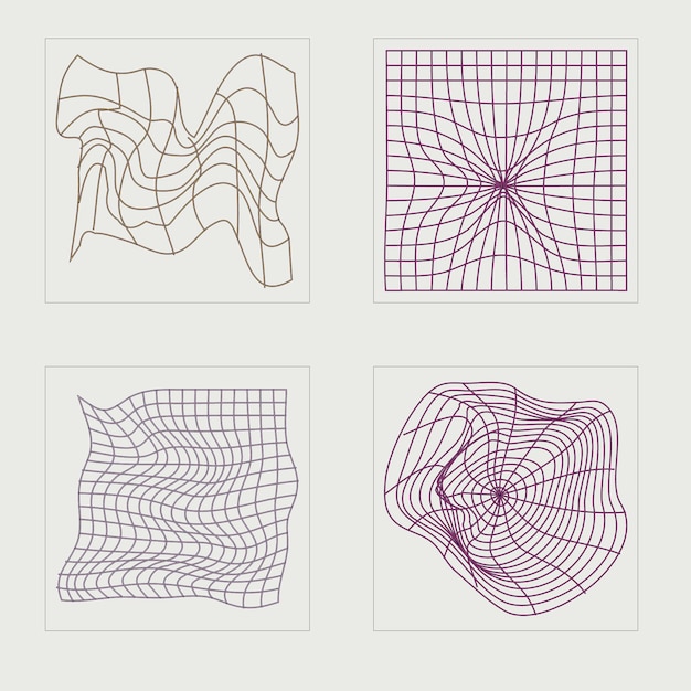 Vector conjunto de vectores de estilo y2k de objetos figuras posmodernas geométricas de moda formas abstractas modernas