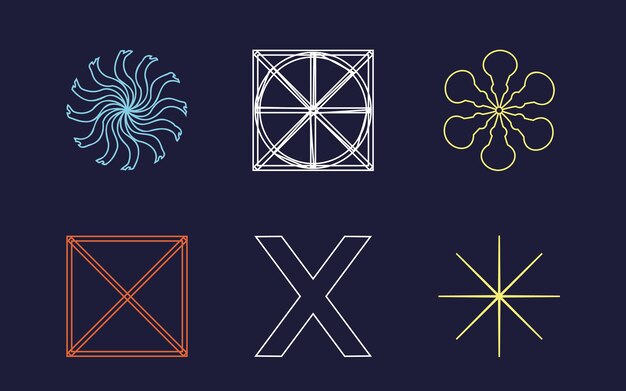Conjunto de vectores de estilo Y2K de objetos Plantillas de activos gráficos extraordinarios para carteles de notas