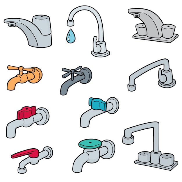 Vector conjunto de vectores de faucet