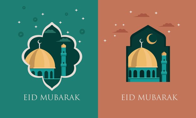 El conjunto de vectores de Feliz Eid Mubarak es perfecto para carteles y pancartas de felicitaciones.