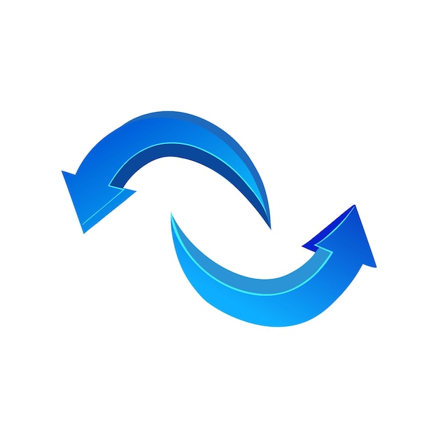 conjunto de vectores de flechas azules curvas abstractas aisladas sobre un fondo blanco