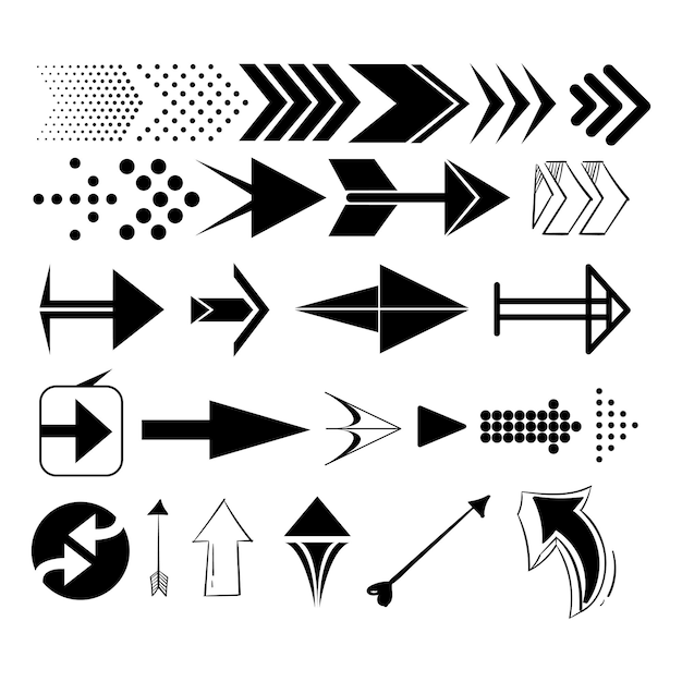 Conjunto de vectores de flechas logo icono
