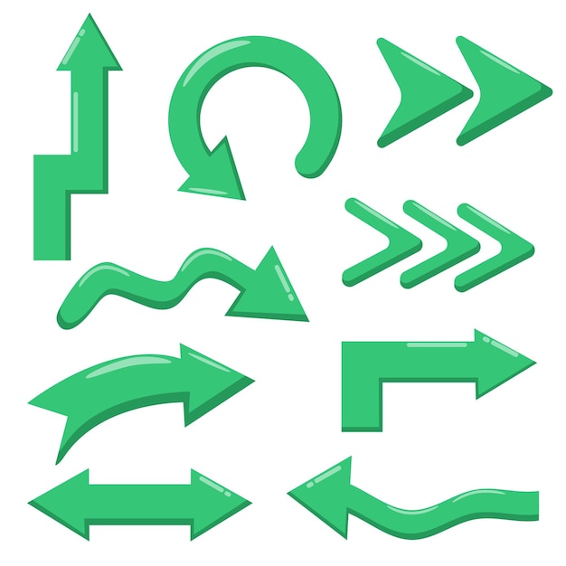 conjunto de vectores de flechas verdes