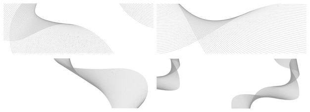 Conjunto de vectores de fondo grises abstractos con ondas dinámicas para el diseño de negocios