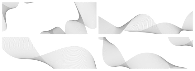 Conjunto de vectores de fondo grises abstractos con ondas dinámicas para el diseño de negocios