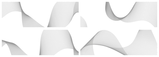 Conjunto de vectores de fondo grises abstractos con ondas dinámicas para el diseño de negocios