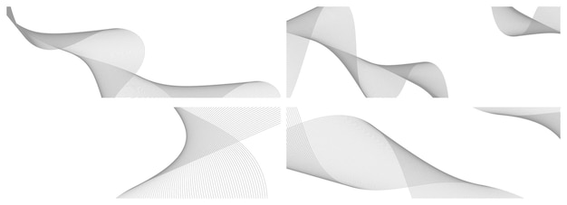 Conjunto de vectores de fondo grises abstractos con ondas dinámicas para el diseño de negocios
