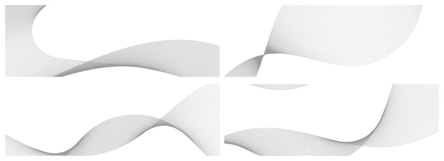 Conjunto de vectores de fondo grises abstractos con ondas dinámicas para el diseño de negocios