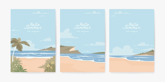 Conjunto de vectores de fondo de paisaje de naturaleza