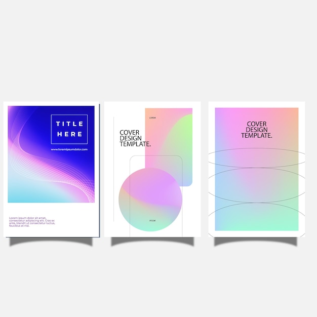 Conjunto de vectores de fondo de póster de gradiente moderno plantilla de portada de estilo minimalista con perspectiva monótona