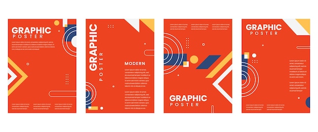 Conjunto de vectores de fondo de póster gráfico moderno plantilla de portada minimalista