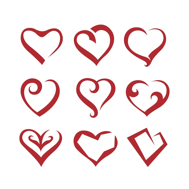 conjunto de vectores de forma de amor rojo ilustración vectorial de colección