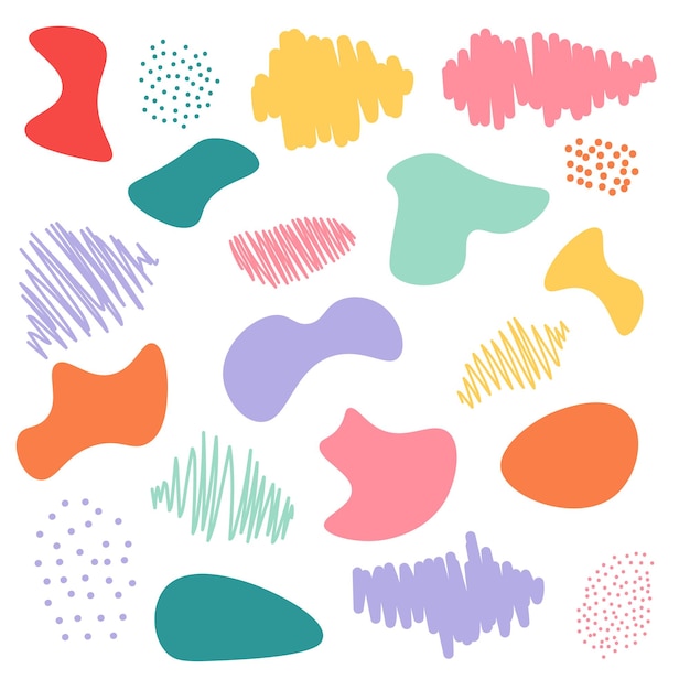 Conjunto de vectores con formas abstractas Frotis puntos y manchas Plantillas para texto