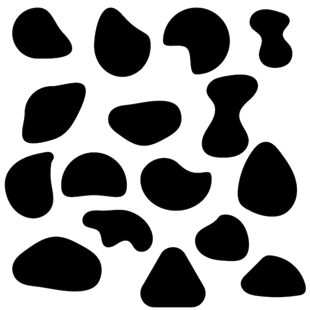 Conjunto de vectores de formas de manchas Conjunto de ilustraciones de vectores de formas de manchas de tinta silueta simple