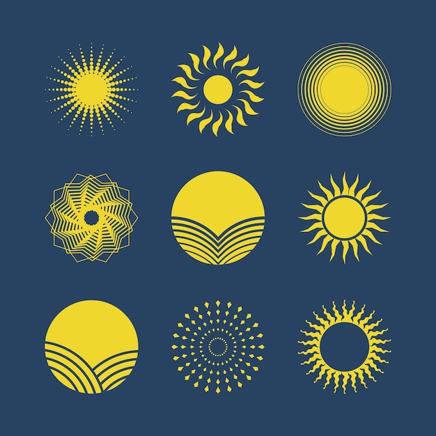 Vector conjunto de vectores de formas de sol