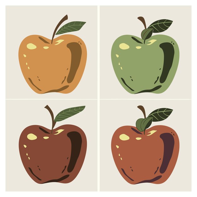 Vector conjunto de vectores de frutas de manzana