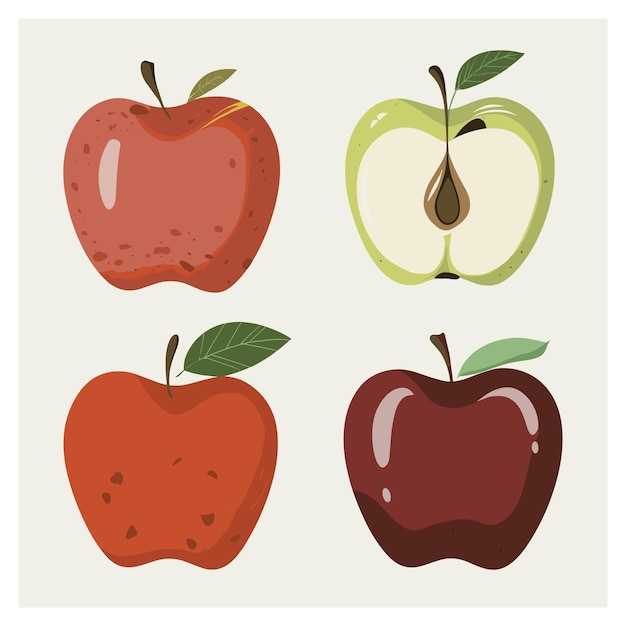 Vector conjunto de vectores de frutas de manzana