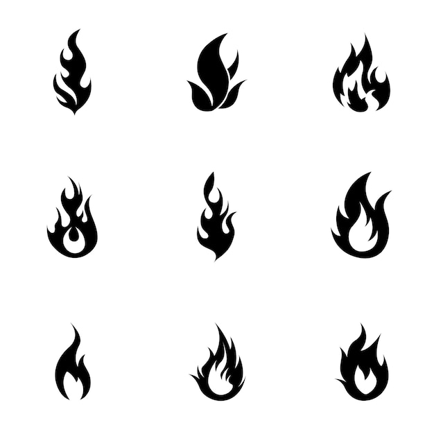 Conjunto de vectores de fuego. La ilustración de forma de fuego simple, elementos editables, se puede utilizar en el diseño de logotipos