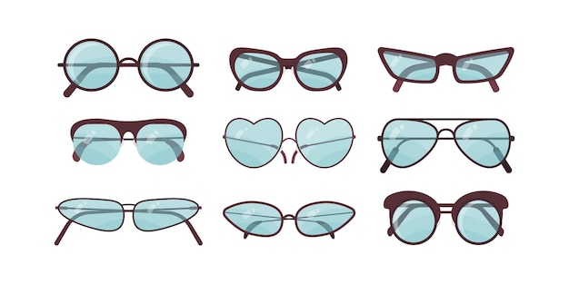 Conjunto de vectores de gafas de sol accesorios Colección de gafas de sol coloridas Gafas de verano