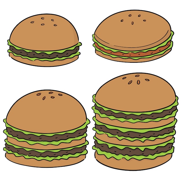 conjunto de vectores de hamburguesas