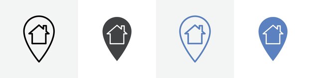 conjunto de vectores de icono de ubicación de inicio uso para UI web o aplicación