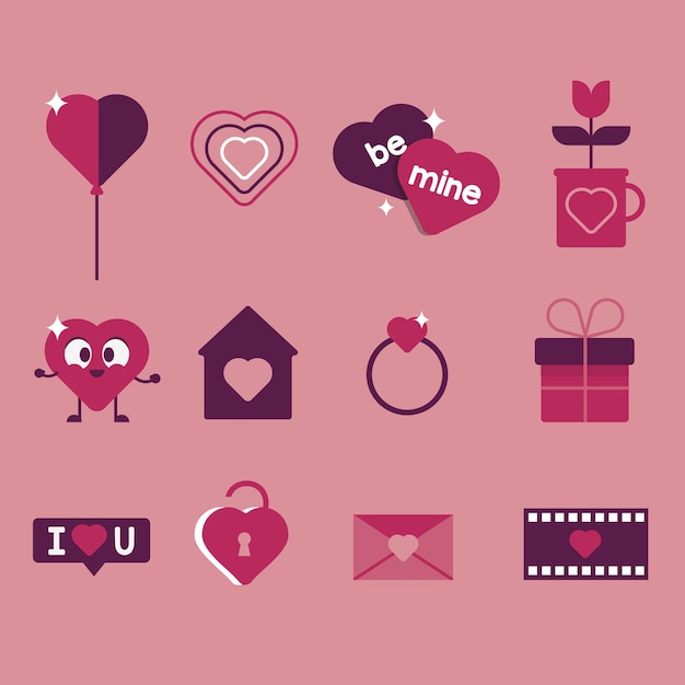 Vector conjunto de vectores de iconos de amor