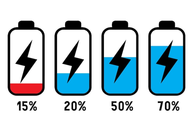 Conjunto de vectores de iconos de batería vectorial aislado sobre fondo blanco