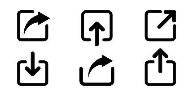 Conjunto de vectores de iconos de datos de exportación. Exportar documento, archivo, información.