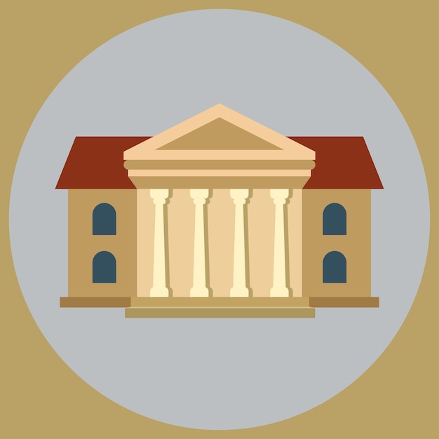 Conjunto de vectores de iconos de edificios Banco escuela juzgado biblioteca universitaria Concepto de arquitectura