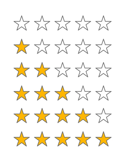 Conjunto de vectores de iconos de estrellas diferentes