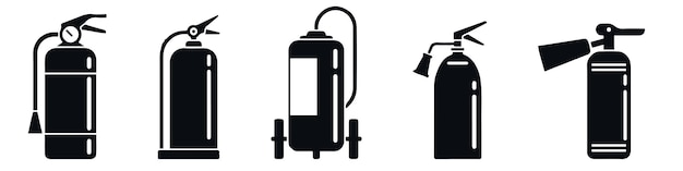Conjunto de vectores de iconos de extintores de incendios Colección de signos de ilustración de bomberosSímbolo de ayuda