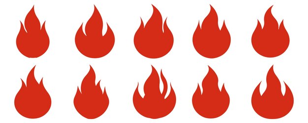 Conjunto de vectores de íconos de fuego rojo